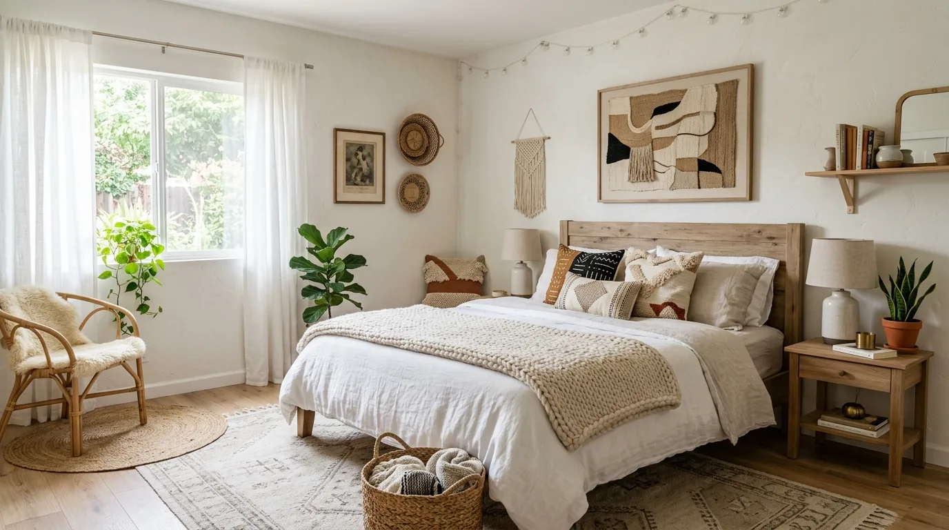 Create a reading corner that feels relaxed and inviting inspiration for a boho bedroom.